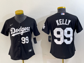Cheap Women\'s Los Angeles Dodgers #99 Joe Kelly Number Black Stitched Cool Base Nike Jersey