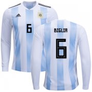 Wholesale Cheap Argentina #6 Biglia Home Long Sleeves Kid Soccer Country Jersey