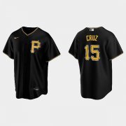 Cheap Men's Pittsburgh Pirates #15 Oneil Cruz Nike Black Alternate Team Logo Coolbase Jersey