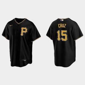 Cheap Men\'s Pittsburgh Pirates #15 Oneil Cruz Nike Black Alternate Team Logo Coolbase Jersey