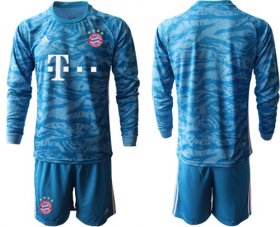 Wholesale Cheap Bayern Munchen Blank Light Blue Goalkeeper Long Sleeves Soccer Club Jersey