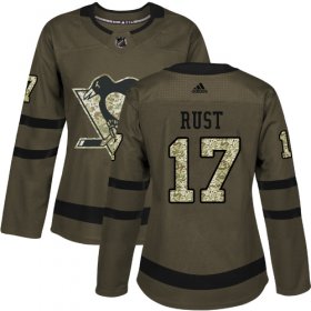 Wholesale Cheap Adidas Penguins #17 Bryan Rust Green Salute to Service Women\'s Stitched NHL Jersey