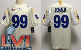 Wholesale Cheap Men\'s Los Angeles Rams #99 Aaron Donald Limited Bone 2022 Super Bowl LVI Bound Vapor Jersey