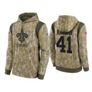 Wholesale Cheap Men's New Orleans Saints #41 Alvin Kamara Camo 2021 Salute To Service Therma Performance Pullover Hoodie