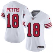 Wholesale Cheap Nike 49ers #18 Dante Pettis White Rush Women's Stitched NFL Vapor Untouchable Limited Jersey