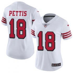Wholesale Cheap Nike 49ers #18 Dante Pettis White Rush Women\'s Stitched NFL Vapor Untouchable Limited Jersey