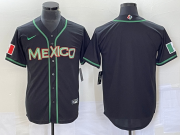 Wholesale Cheap Men's Mexico Baseball Blank Black 2023 World Baseball Classic Stitched Jersey
