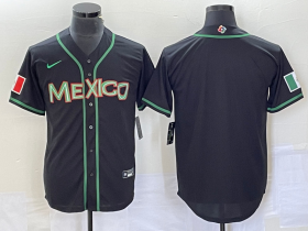 Wholesale Cheap Men\'s Mexico Baseball Blank Black 2023 World Baseball Classic Stitched Jersey