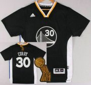 Wholesale Cheap Golden State Warriors #30 Stephen Curry Revolution 30 Swingman 2014 New Black Short-Sleeved Jersey With 2015 Finals Champions Patch