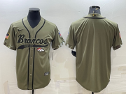 Wholesale Cheap Men's Denver Broncos Blank Olive Salute to Service Cool Base Stitched Baseball Jersey