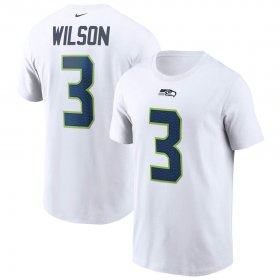 Wholesale Cheap Seattle Seahawks #3 Russell Wilson Nike Team Player Name & Number T-Shirt White