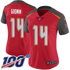 Wholesale Cheap Nike Buccaneers #14 Chris Godwin Red Team Color Women\'s Stitched NFL 100th Season Vapor Untouchable Limited Jersey