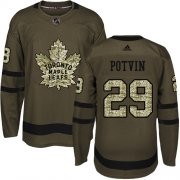 Wholesale Cheap Adidas Maple Leafs #29 Felix Potvin Green Salute to Service Stitched NHL Jersey