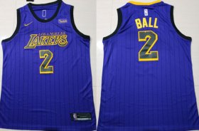 Wholesale Cheap Nike Lakers #2 Lonzo Ball Purple 2018-2019 Swingman Jersey - City Edition