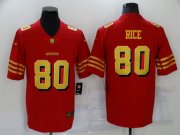 Wholesale Cheap Men's San Francisco 49ers #80 Jerry Rice Red Gold 2021 Vapor Untouchable Stitched NFL Nike Limited Jersey