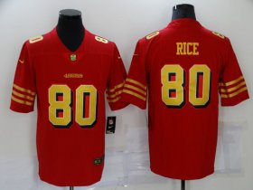 Wholesale Cheap Men\'s San Francisco 49ers #80 Jerry Rice Red Gold 2021 Vapor Untouchable Stitched NFL Nike Limited Jersey