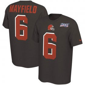 Wholesale Cheap Cleveland Browns #6 Baker Mayfield Nike NFL 100th Season Player Pride Name & Number Performance T-Shirt Brown