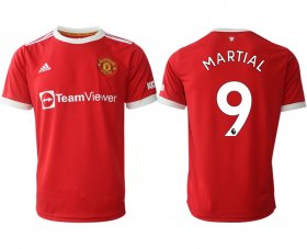 Wholesale Cheap Men 2021-2022 Club Manchester United home red aaa version 9 Adidas Soccer Jersey