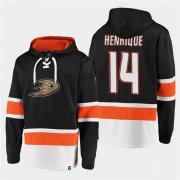 Wholesale Cheap Men's Anaheim Ducks #14 Adam Henrique Black Ageless Must-Have Lace-Up Pullover Hoodie