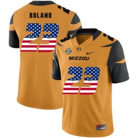 Wholesale Cheap Missouri Tigers 23 Johnny Roland Gold USA Flag Nike College Football Jersey