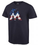 Wholesale Cheap Men's Miami Marlins USA Flag Fashion T-Shirt Navy Blue