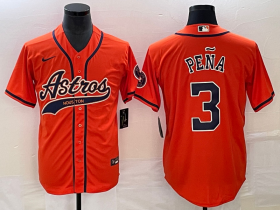 Wholesale Cheap Men\'s Houston Astros #3 Jeremy Pena Orange With Patch Cool Base Stitched Baseball Jersey