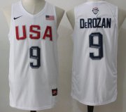 Wholesale Cheap 2016 Olympics Team USA Men's #9 DeMar DeRozan White Stitched NBA Nike Swingman Jersey