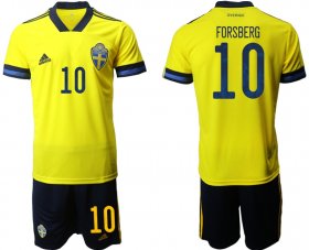 Wholesale Cheap Men 2021 European Cup Sweden home yellow 10 Soccer Jersey