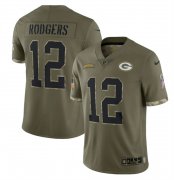 Wholesale Cheap Men's Green Bay Packers #12 Aaron Rodgers 2022 Olive Salute To Service Limited Stitched Jersey