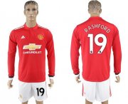 Wholesale Cheap Manchester United #19 Rashford Red Home Long Sleeves Soccer Club Jersey