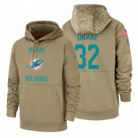 Wholesale Cheap Miami Dolphin #32 Kenyan Drake Nike Tan 2019 Salute To Service Name & Number Sideline Therma Pullover Hoodie