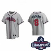 Wholesale Cheap Men Nike Atlanta Braves 8 Eddie Rosario Gray Alternate Stitched Baseball Stitched MLB 2021 Champions Patch Jersey