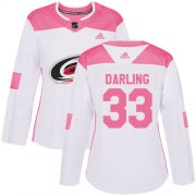 Wholesale Cheap Adidas Hurricanes #33 Scott Darling White/Pink Authentic Fashion Women's Stitched NHL Jersey