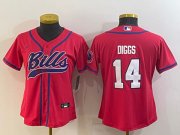 Wholesale Cheap Youth Buffalo Bills #14 Stefon Diggs Red With Patch Cool Base Stitched Baseball Jersey