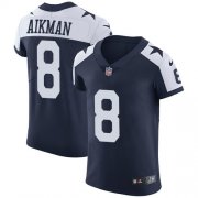 Wholesale Cheap Nike Cowboys #8 Troy Aikman Navy Blue Thanksgiving Men's Stitched NFL Vapor Untouchable Throwback Elite Jersey