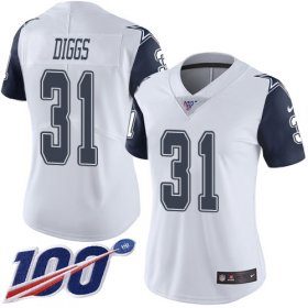 Wholesale Cheap Nike Cowboys #31 Trevon Diggs White Women\'s Stitched NFL Limited Rush 100th Season Jersey