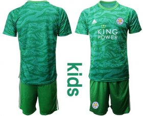 Wholesale Cheap Leicester City Blank Green Goalkeeper Kid Soccer Club Jersey