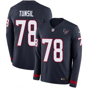 Wholesale Cheap Nike Texans #78 Laremy Tunsil Navy Blue Team Color Men\'s Stitched NFL Limited Therma Long Sleeve Jersey