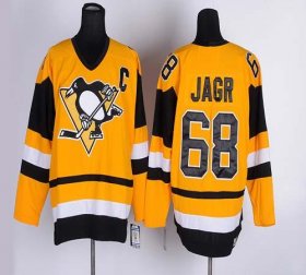 Wholesale Cheap Penguins #68 Jaromir Jagr Yellow CCM Throwback Stitched NHL Jersey