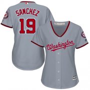 Wholesale Cheap Nationals #19 Anibal Sanchez Grey Road Women's Stitched MLB Jersey