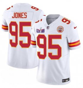 Cheap Men\'s Kansas City Chiefs #95 Chris Jones White 2024 F.U.S.E. Super Bowl LVIII Patch Vapor Untouchable Limited Football Stitched Jersey