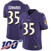 Wholesale Cheap Nike Ravens #35 Gus Edwards Purple Team Color Men's Stitched NFL 100th Season Vapor Untouchable Limited Jersey