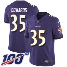 Wholesale Cheap Nike Ravens #35 Gus Edwards Purple Team Color Men\'s Stitched NFL 100th Season Vapor Untouchable Limited Jersey