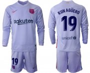 Wholesale Cheap Men 2021-2022 Club Barcelona Second away purple Long Sleeve 19 Soccer Jersey