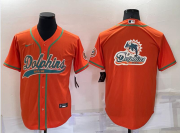 Wholesale Cheap Men's Miami Dolphins Orange Team Big Logo With Patch Cool Base Stitched Baseball Jersey