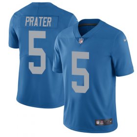 Wholesale Cheap Nike Lions #5 Matt Prater Blue Throwback Men\'s Stitched NFL Vapor Untouchable Limited Jersey