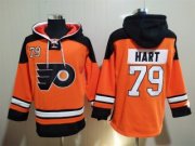 Wholesale Cheap Men's Philadelphia Flyers #79 Carter Hart Orange Ageless Must-Have Lace-Up Pullover Hoodie