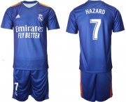 Wholesale Cheap Men 2021-2022 Club Real Madrid away blue 7 Adidas Soccer Jerseys