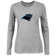 Wholesale Cheap Women's Nike Carolina Panthers Of The City Long Sleeve Tri-Blend NFL T-Shirt Light Grey