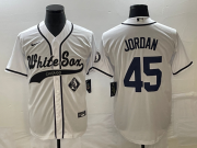 Wholesale Cheap Men's Chicago White Sox #45 Michael Jordan White Cool Base Stitched Baseball Jersey